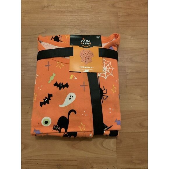 2pc Halloween Hyde and EEK Women's 2pc Pajama Set Orange Black Choose Your Size - Picture 1 of 16